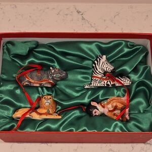 Lynn Chase Ceramic Animal Christmas Ornaments NIB